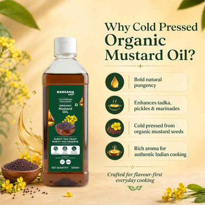 Cold Pressed Kachi Ghani Organic Mustard Oil 500ml