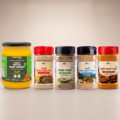 Organic Nettle Dairy Spread 500ml + Himalayan Pahadi Namak Combo