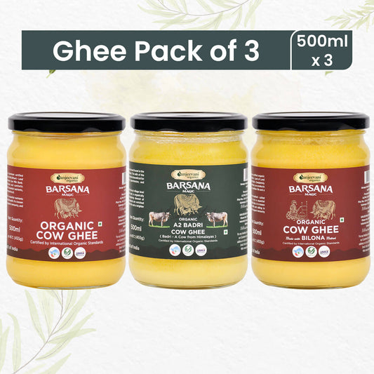 Organic A2 Badri Cow Ghee | Organic Cow Ghee | Organic Bilona Cow Ghee (pack of 3)