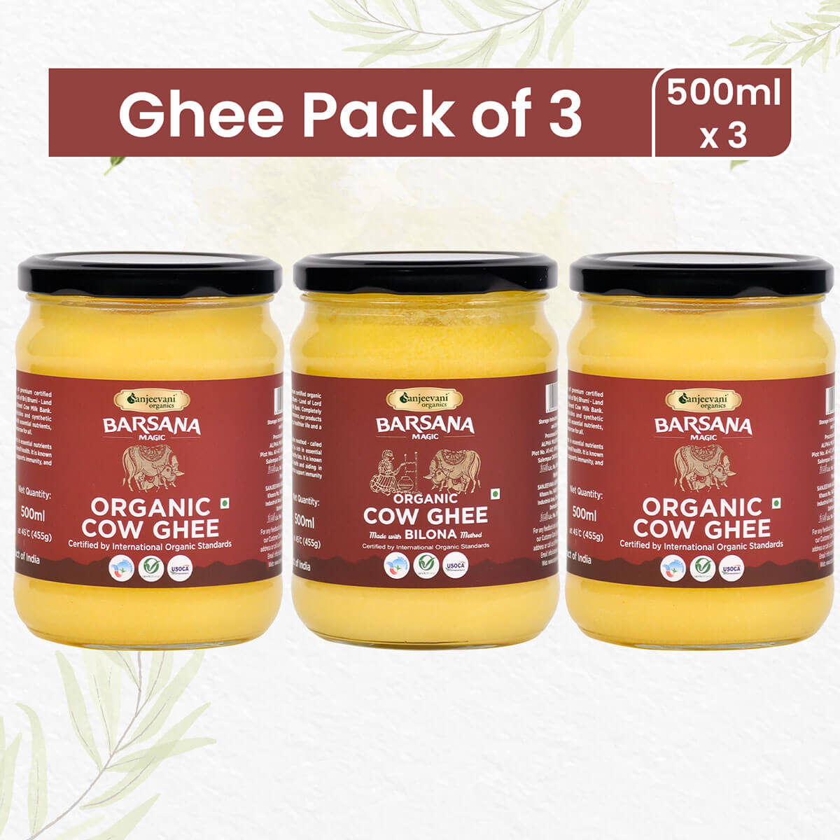 Barsana Magic Organic Cow Ghee, Ghee Pack of 3