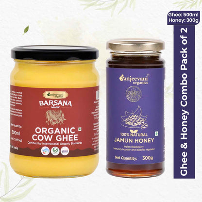 Organic Cow Ghee and  100% Natural Jamun Honey (Pack of 2)
