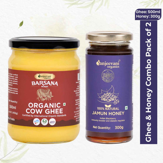 Organic Cow Ghee and  100% Natural Jamun Honey (Pack of 2)