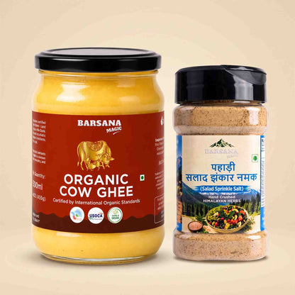 Organic Cow Ghee and Pahadi Salad Jhankar Namak Combo