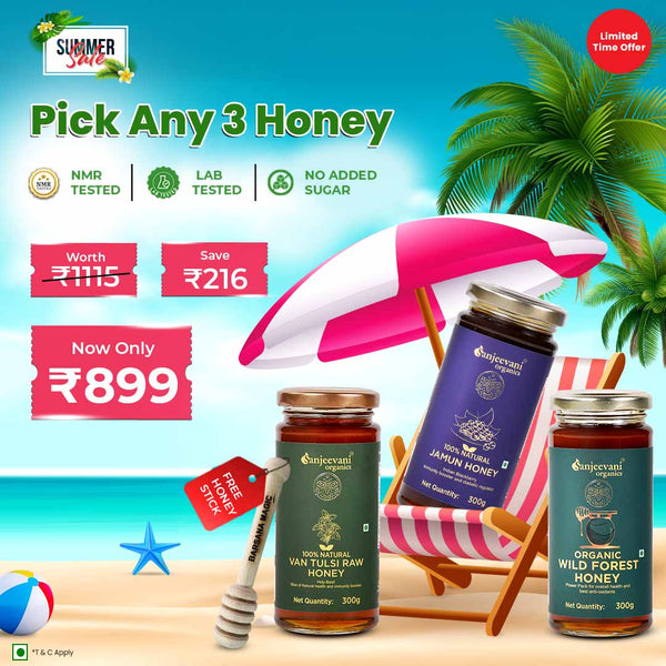 Pick Any Honey 3 at ₹899 | Get 1 Free Honey Stick