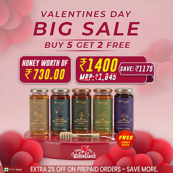 Pick Any Honey 5 at ₹1400 | Get 2 Free Honey & 1 Honey Stick