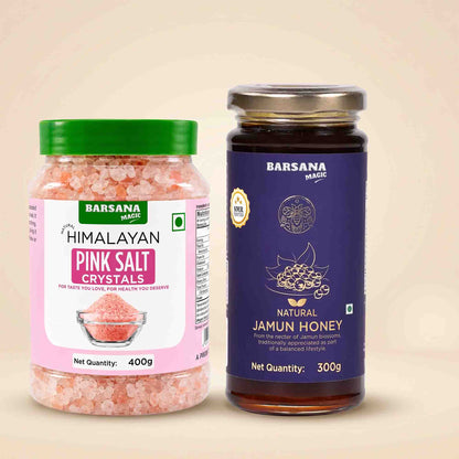 Pink Salt Crystals 400G x 1pc + Natural Jamun Honey 300G x 1pc
