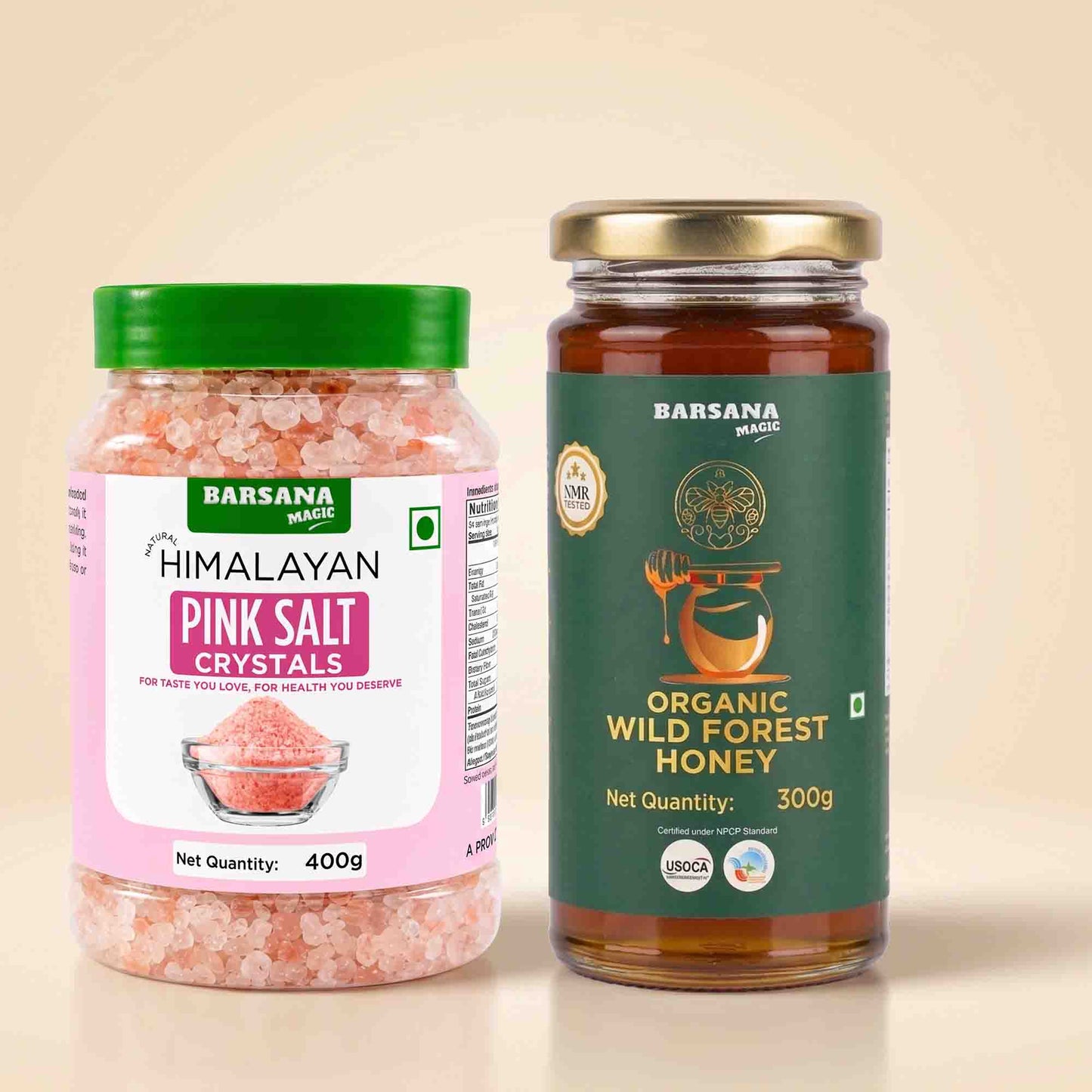 Pink Salt Crystals 400G x 1pc + Organic Wild Forest Honey 300G x 1pc