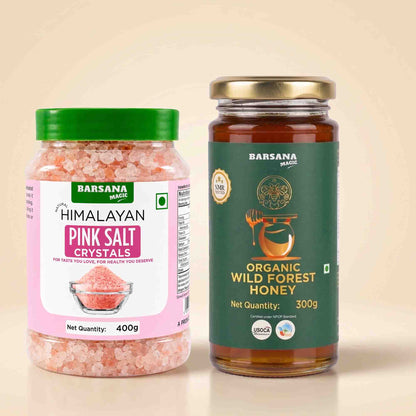 Pink Salt Crystals 400G x 1pc + Organic Wild Forest Honey 300G x 1pc