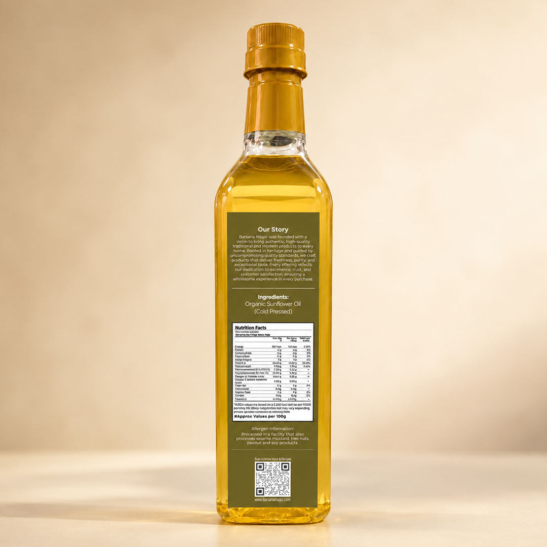Cold Pressed Sunflower Oil 1L | Certified Organic