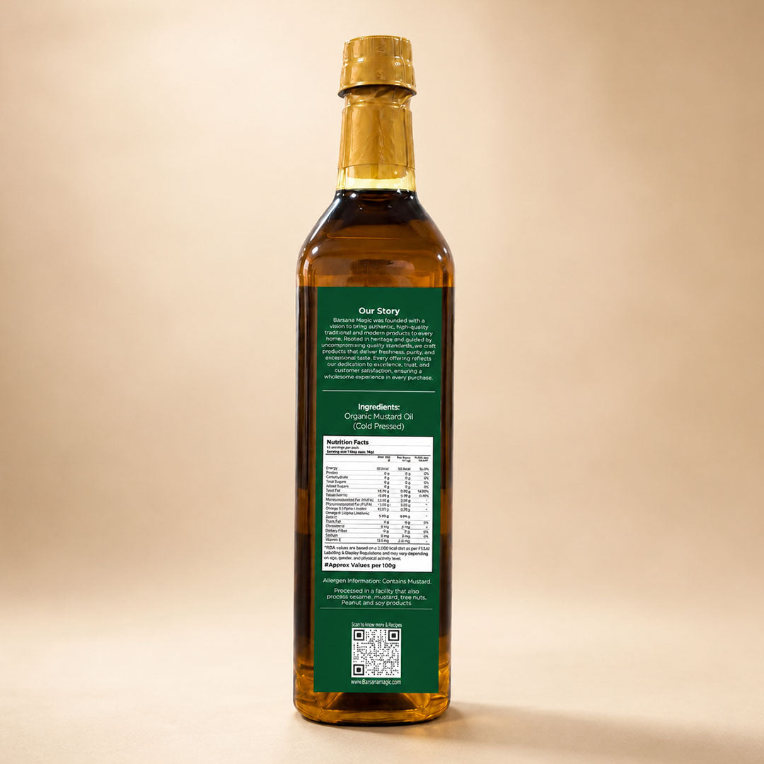 Cold Pressed Kachi Ghani Organic Mustard Oil 1L