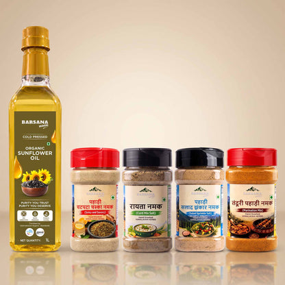Organic Sunflower Oil 1L + Himalayan Pahadi Namak Combo