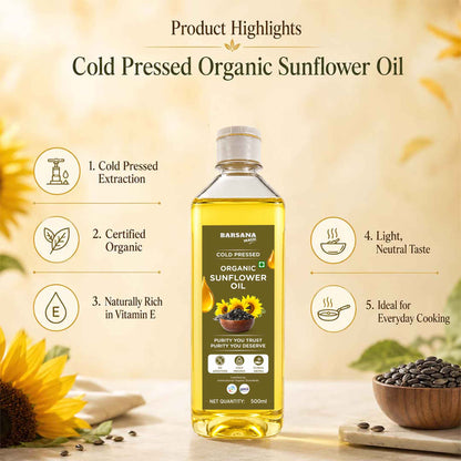 Cold Pressed Sunflower Oil 500ml | Certified Organic
