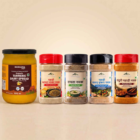 Organic Turmeric Dairy Spread 500ml + Himalayan Pahadi Namak Combo