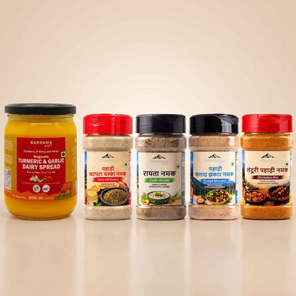 Turmeric & Garlic Dairy Spread 500ml + Himalayan Pahadi Namak Combo
