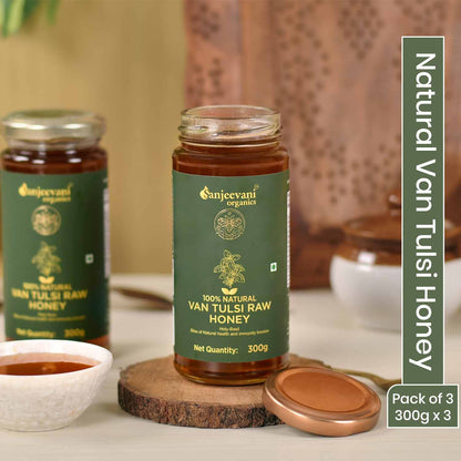 Barsana Magic  Natural Van Tulsi Honey Pack of 3- 300g each