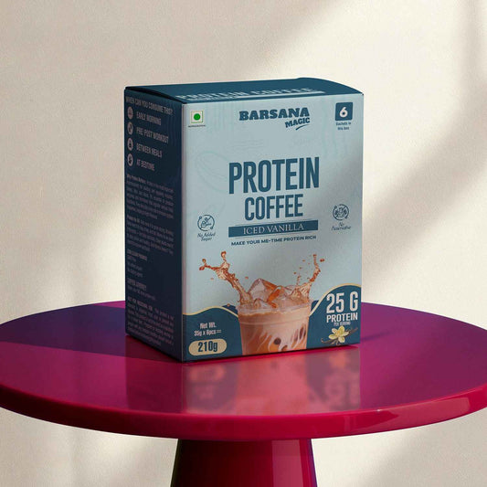 Barsana Magic and iced vanilla protein coffee