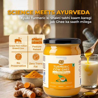 Barsana Magic and grass fed Indian, pasture Raised, No Preservative and Zero Trans Fat turmeric cow ghee 500ml